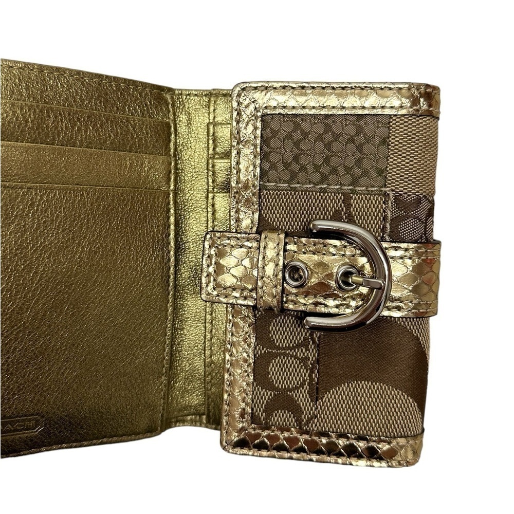 Coach Signature Patchwork Snakeskin Mini Wallet In Khaki/Gold RARE New With Tags - Picture 11 of 15
